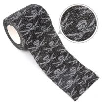 Schwarzer Totenkopf-Druck, Sport, selbstklebende elastische Bandage, 5 cm breit, elastische Knieschoner, Finger, Knöchel, Handfläche, Schulter, Tattoo-Dekoration