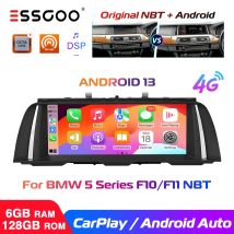 ESSGOO 10.25" IPS Touchscreen für BMW 5er F10 F11 Original NBT System 2013-2016 Android 13 8 Kerne 4+64GB Autoradio Multimedia-Player Video CarPlay Android Auto GPS Navigation RDS BT 4G LTE WiFi