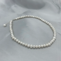 Großhandel 6–7 mm Süßwasserperlen-Halskette aus 925er-Sterlingsilber, Halsketten für Damen, Schmuck, Geschenk