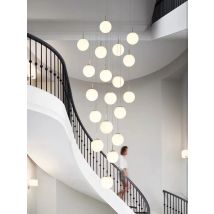 Schody nowoczesny skandynawski żyrandol ze szkła LED Loft Duplex lampa do salonu Lobby hotelowe długi żyrandol oświetlenie dekoracyjne do domu