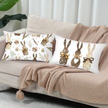 2PCS Ostern Kissen Abdeckung Niedlichen Hasen Ei Pfirsich Haut Kissen Abdeckung Ostern Kaninchen Kissen Hause Dekorative 2025 Werfen kissen Fall