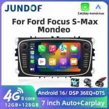 JUNDOF Android 2 Din Radio Samochodowe Multimedialne 7'' 4G Autoradio GPS Carplay Do Ford Focus S-Max Mondeo 9 Galaxy C-Max Bez DVD
