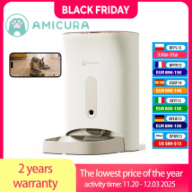 AMICURA F1 Pro Alimentatore automatico per animali domestici, 4,5 litri, WiFi 2,4/5G, controllo APP, telecamera per animali domestici 2K, sistema antiblocco, 10 pasti al giorno