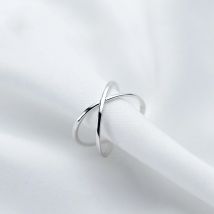 New Simple Cross Personality 925 Sterling Silver Jewelry Fashion Rotate Irregular Geometric Women Gift Opening Rings  R338