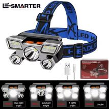 Wiederauf ladbare starke 5led Scheinwerfer Angeln Camping Kopf Taschenlampe leichte Jagd scheinwerfer Wandern Front laternen