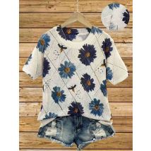 Frühlings- und Sommermode im neuen Stil, elegant und vielseitig, V-Ausschnitt, kurze Ärmel, Schnür-Damenoberteil, Blumenmuster, flach, digital, pr