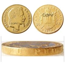 Frankreich 20. Frankreich 1870B Napoleon III vergoldete Kopie dekorative Münze