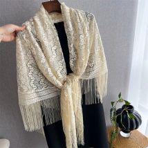 Elegante Spitze Große Quadratische Schal Kopf Schal Frauen Sommer Aushöhlen Sonnenschutz Cape Reise Strand Wraps Vintage Tippet Turban