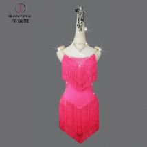 2026 Latin Dance Dress Fringe Skirt Competition Women Ballroom Cha-Cha Clothes Girl Party  Sport costume practice Wear Line Suit