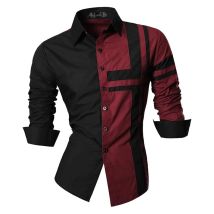 Herren Retro-Hemd mit rotem Kreuzmuster, 3D-einfaches All-Match-gedrucktes Langarmhemd, lässige Mode für Herren, neutrale Hip-Hop-Kleidung