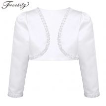 Kinder Mädchen Langarm Jacke Achsel zucken Mantel offene Front Bolero Perlen Pailletten Perlen Achsel zucken Strickjacke Hochzeit Event Kleid Accessoires