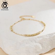 ORSA JEWELS Genuine 925 Silver Ball Bead Chain Bracelet For Women Gift 3mm Round Charm Beads Bracelets Fashion Jewelry APB11