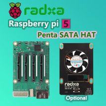 Neuer Penta-SATA-HAT für Raspberry Pi 5 – bis zu 5x SATA-Scheiben HUT mit Top-Board-Set