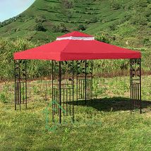 Multicolor Outdoor Gazebo with Mesh Screen Double Roof Patio Canopy Thickened Sun Shade Garden Shelter for Outdoor Courtyard
