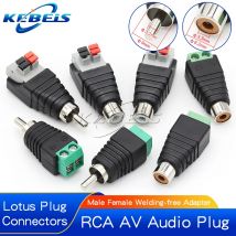 2PCS RCA Plug Male Female Connectors RCA Lotus Head Welding-free Audio Speaker Press Type Terminal AV Plug Socket Cable Adapter