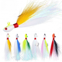 7g 10g 14g 21g 28g 42g 56g 85g Bucktail Blei Jig Haken Hirsch haar Federn Bart Blei Fisch Kopf Jigging Bass Karpfen Eis Angeln