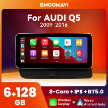 Wireless Carplay Android Auto Car Stereo Multimedia For Audi Q5 2009-2016 AI Voice WIFI 4G SIM IPS Screen BT GPS 8Core 6GB 128GB