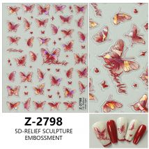 5D Butterfly Nail Stickers Self-Adhesive Nail Art Decals Spring Summer Cute Nail Design for Women Girls DIY Manicure