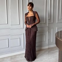 Customized High Quality Evening Dress Bespoke Occasion Pleat Lace Classic Exquisite Party Gown Long Dresses