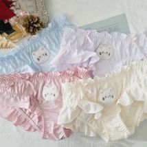 Katze Stickerei niedlich schöne süße Milch Seide Cartoon Frauen Höschen Lolita Prinzessin Stil High Stretch atmungsaktive Unterwäsche