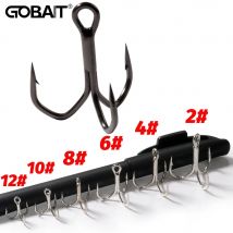 GOBAIT 30PCS Treble Hooks 2#-12# Fishhooks Angle Barbed Sharp High Strength Nickel Antirust Pesca Lure Fishing Tackle Fish Hook