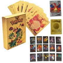55 SZTUK Karty Pokemon Złote Czarne Vmax GX Pudełko na Karty Mewtwo Charizard Pikachu Rzadka Kolekcja Trener Bitewny Karty Zabawki dla Dzieci Prezenty