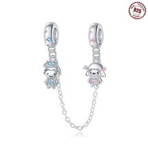 Echte 925 Sterling Silber Jungen & Mädchen Sicherheits ketten Spacer Perlen Charms passen 925 Original Armbänder DIY Schmuck Geburtstags geschenke