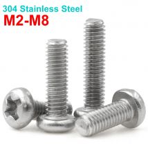 50/10 Stück Kreuzrundkopfschrauben M2 M2,5 M3 M3,5 M4 M5 M6 M8 A2-70 304 Edelstahl Kreuzschlitz Rundkopfschraube Bolzen Dia2-8