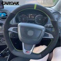 CARDAK Custom Black Leather Soft Suede Car Steering Wheel Cover For Seat Ibiza(6J)(FR/CUPRA) 2012-2015  Mii FR 2013-2020