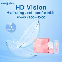 (-1.00~-10.00) Magister Graduated Contact Lenses With Diopters HD and Soft Clear Contact Lenses Set With Tweezers 6 Months 14mm