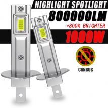 H1 Lampadine per fari a LED per auto Canbus Luci automatiche ad alta potenza 800000LM 1000W Mini formato Messa a fuoco Faro per automobile Fendinebbia 12V 24V