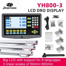 YH800-3 Set 19 lingue Display LCD DRO a 3 assi e 3 pezzi Encoder scala lineare in vetro 5U 50-800mm Fresatura per macchine noiose