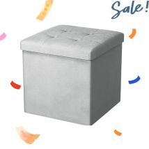 Sgabello pieghevole Oak & Tea con contenitore, sedile dadi 38x38x38 cm per soggiorno e camera da letto