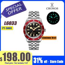 Cronos relojes de lujo para hombre 37mm Diver BB54 Vintage automático mate/bisel de aluminio eslabones finales femeninos zafiro 20 Bar L6033 M