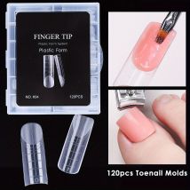 120-teiliges Zehennagel-Verlängerungsform-Set, wiederverwendbare Acryl-Gel-Verlängerungsformen, Dual-Formen, wiederverwendbar, DIY, vollständige Abdeckung, gefälschte Pediküre-Zubehör