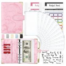A6 Organizzatore di risparmio di denaro Raccoglitore di bilancio in pelle PU Notebook in marmo Budget Planner 2023 Busta Materiale scolastico per ufficio