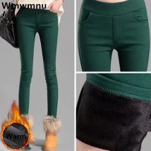Thicken Plush Velvet Lined Leggings Pencil Pants Winter Warm High Waist Slim Pantalones Big Size 4xl Stretch Trouser New Spodnie