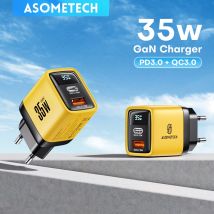 ASOMETECH GaN 35W Fast Charging Type C USB Charger QC4.0 PD3.0 PPS 30W 25W  Quick Charger for IPhone 15 Pro Samsung S23 Xiaomi