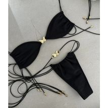 Sexy Bikinis 2024, Badeanzug für Frauen, Schmetterlings-Bademode, brasilianisches Bikini-Set, Biquini, weibliche Badeanzüge, Bandeau, schwarze Strandmode