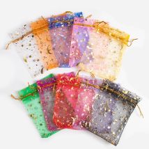 50 Stück Stern Mond Design Kordelzug Organza Sack Taschen Eid Mubarak Hochzeit Party Dekoration Süßigkeiten Geschenk Verpackung Tasche Schmuck Beutel