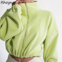 Hoodies Frauen Lammwolle Zipper Herbst Winter Lose Beiläufige Plüsch Warme Stehkragen Bequeme Mädchen Outwear Einfach Alle-spiel