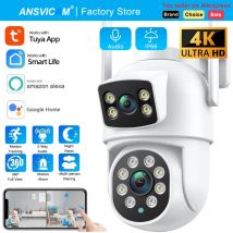 8MP Dual Objektiv Tuya Wifi Kamera PTZ Outdoor 4K Wireless Dual Screen Sicherheit Kamera Auto Tracking Überwachung ONVIF Alexa unterstützung