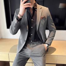 (Giacca + pantaloni) Boutique di marca di fascia alta Tinta unita Uomo Casual Business Office Suit Sposo Abito da sposa Pantaloni blazer da festa
