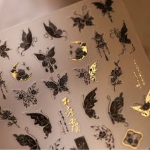 5d kawaii schmetterling nail art aufkleber 1 stücke japanisch glänzend ab schwarz schmetterling selbst klebende nagel dekorationen abziehbilder zubehör