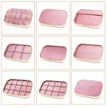 High-grade Metal-edged Jewelry Tray Inside Sufiber Velvet Jewelry Tray Necklace Ring Pendant Bracelet Storage Display Tray