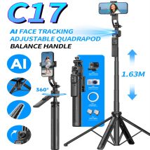 FGCLSY 5-in-1 Selfie Stativ Gimbal Stabilisator für Handy 360 ° Auto-Rotation AI Tracking Shooting Quadrapod und Fernbedienung