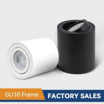 Faretto GU10 Raccordo LED rotondo Faretto da soffitto a montaggio superficiale GU 10 Lampadina alogena Cilindro verso il basso Lampada 220V
