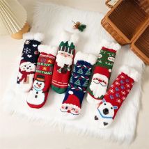 Winter Kinder Cartoon Weihnachten Socken Jungen Mädchen Verdicken Baumwolle Warme Boden Kinder Socke Nicht-Slip Thermische Nette Familie Socken