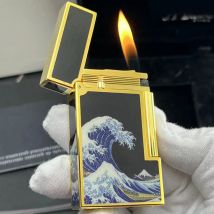 Ligne2 Zigarette Gas Feuerzeug Messing Lack Wellen Muster Rauchen Tabak Gadgets Mann Luxus Geschenke