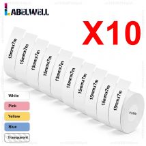 Labelwell 5/10PK P12 15mmx7m Continuous Label Paper Suit for Marklife P12 P15 D30 Label Printer Adhesive Thermal Label Sticker